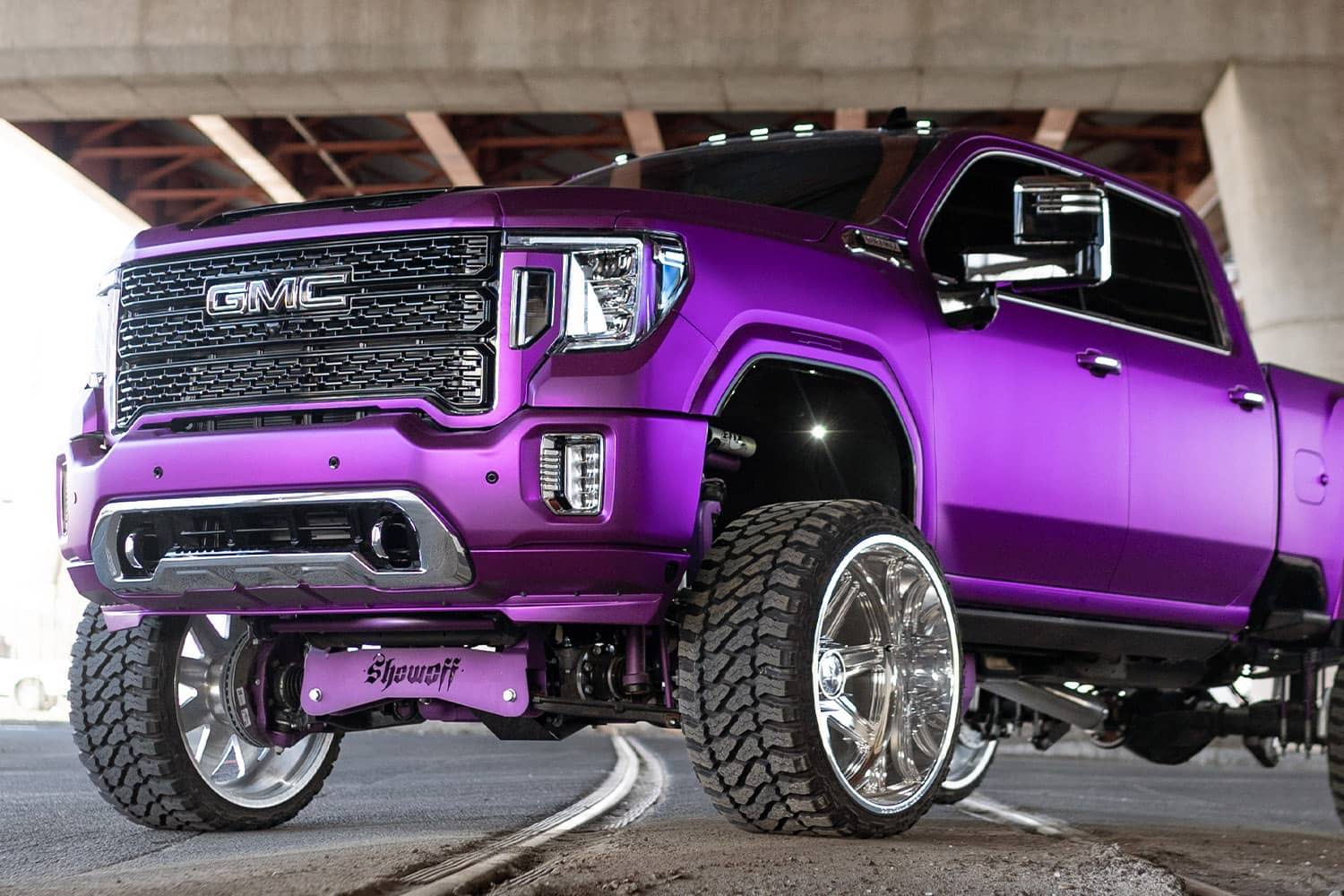 gmc sierra denali 3500 matte purple wrap