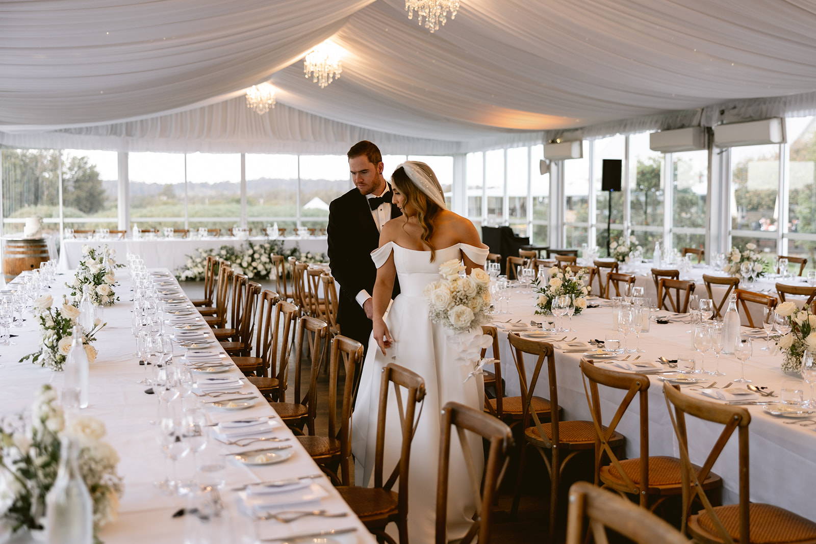 Inside view of the beautiful Peterson House vineyard marquee in Hunter Valley Winery