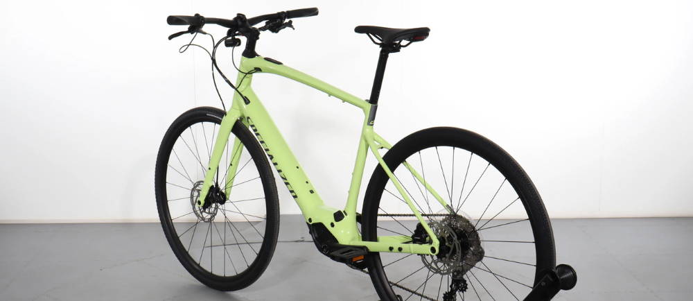 Gold E-Crosshill La Pierre electric gravel bike on smooth gravel trail