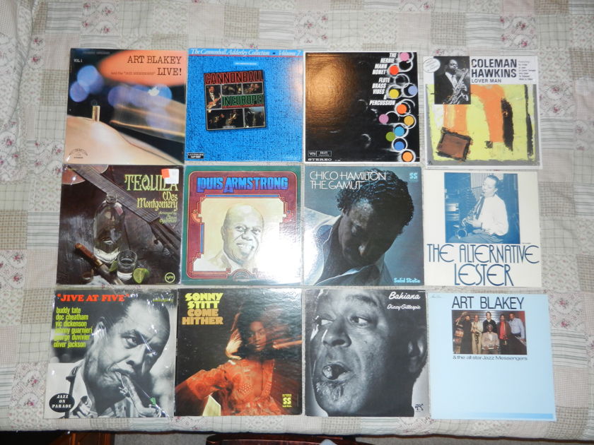 14 LPs Jazz LP Lot Blakey Cannenball Adderley Wes Montgomery - Louis Armstrong Sonny Stitt Herbie Mann Monet Lester Young Dizzy Gillespie Colemna Hawkins RARE [8/10 and up]