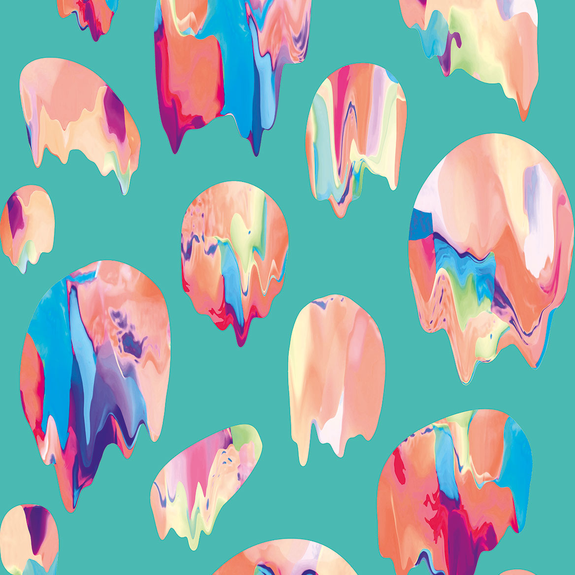 Teal & Orange Blobs Wallpaper pattern