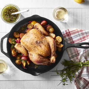 Lodge Cast Iron Skillet with Red Silicone Hot Handle Holder, 12-inch