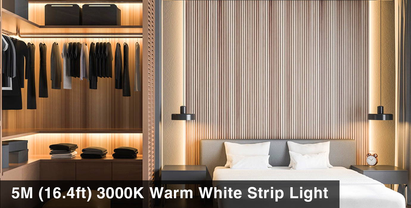 3000k warm white strip light for bedroom