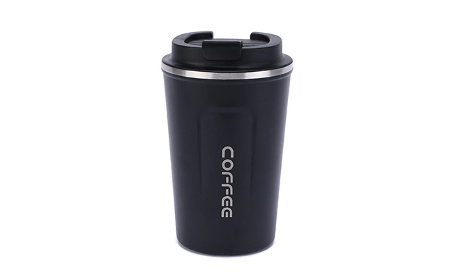 ECO-FRIENDLY TRAVEL MUG, STAINLESS STEEL BLACK