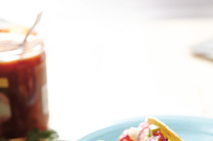 Tacos au poisson sur la plaque