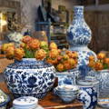 Reproduction Chinese Blue & White Porcelain with Crab Apples