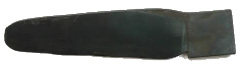A heated red-hot blade blank being shaped under a 300-ton industrial forging press