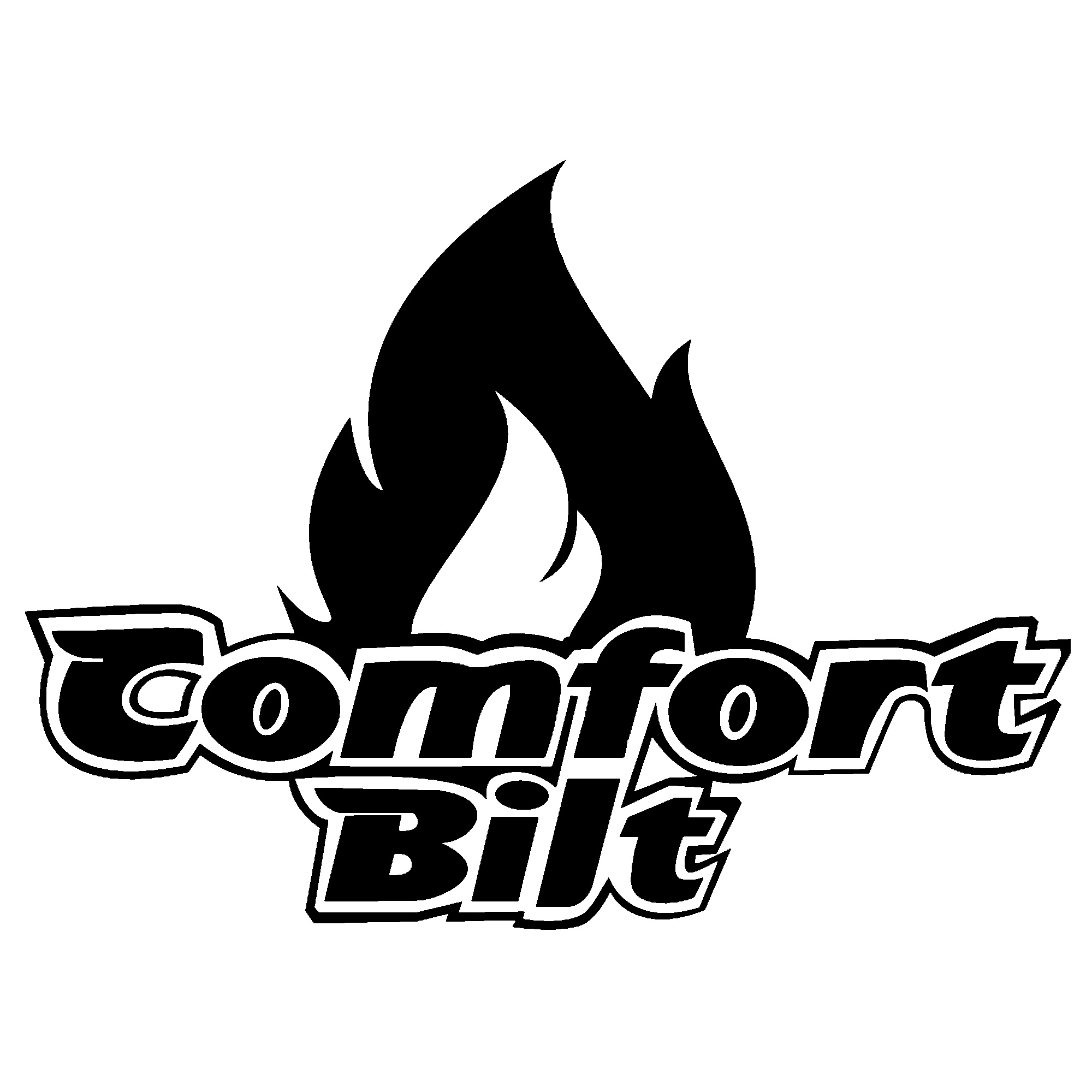 Comfortbilt black and white pellet stove and pellet stove insert logo