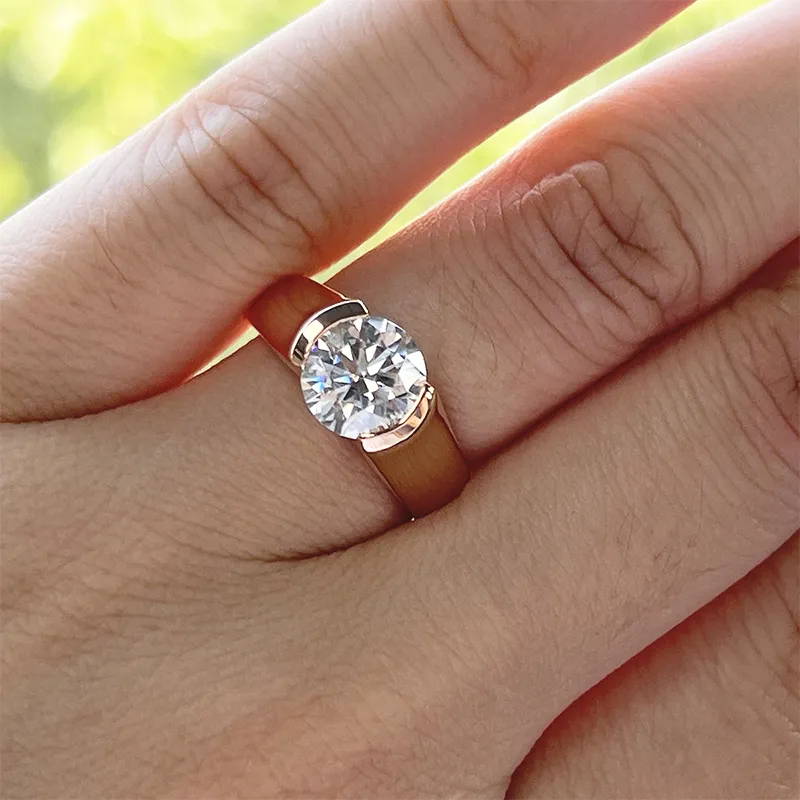 Beautiful Dazzling 2ct Bezel Set Diamond Ring in Gold