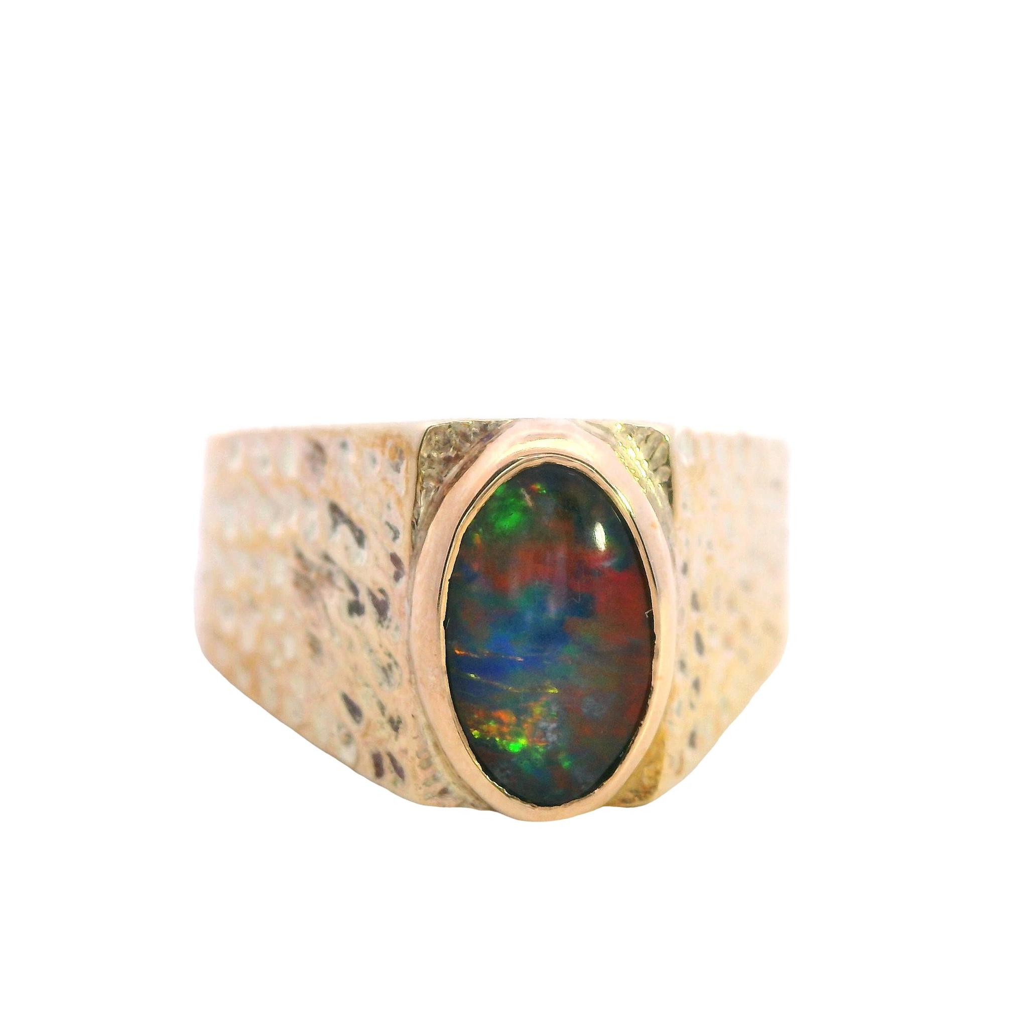 Opal Triplet Signet Ring