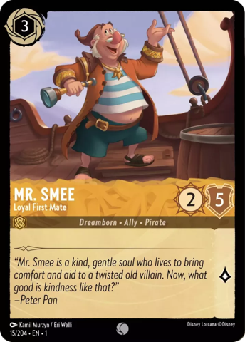 Mr. Smee card from Disney's Lorcana: The First Chapter.