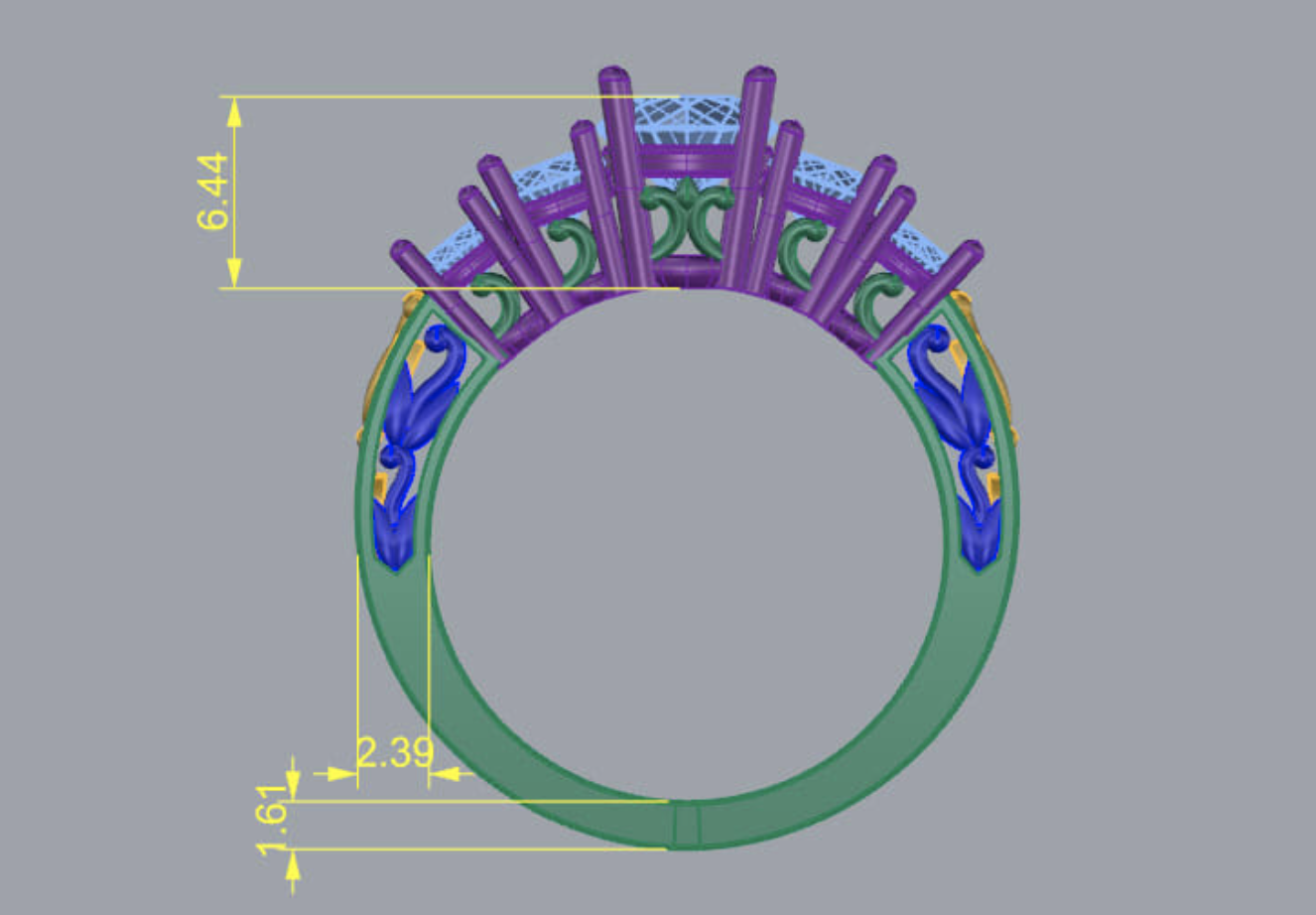 CAD model of a custom engagement ring