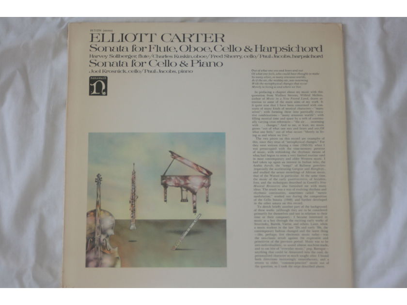 Elliot Carter - Sonata for Flute, Oboe, Cello, & Harpsichord & Sonata for Cello & Piano NoneSuch Records