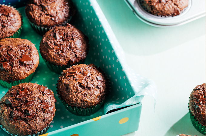 Muffins au son double chocolat