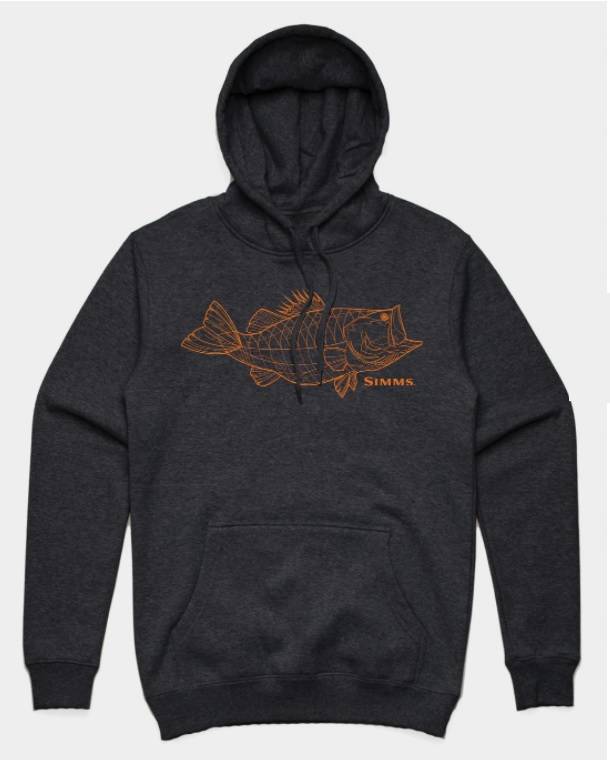 black color long-sleeves hoodie print bass fish image is the best gift for men who love fishing