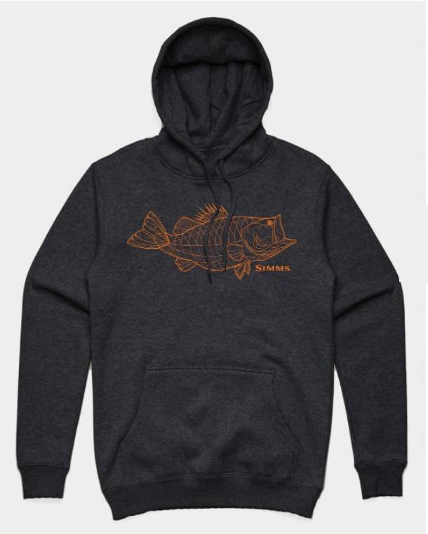 black color long-sleeves hoodie print bass fish image is the best gift for men who love fishing