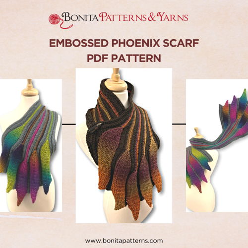 Embossed Phoenix Scarf Pattern PDF