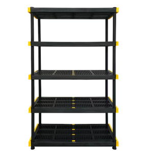 Project Source Commander Plastic Heavy Duty 5-Tier Utility Shelving Unit (48-in W x 20-in D x 72-in H), Black, (200-lb Capacity Per Shelf)