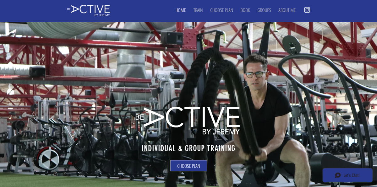 Screenshot of Be Active By Jeremy, from the personal trainer websites collection.
