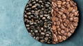 Light and Dark Roast Coffee beans