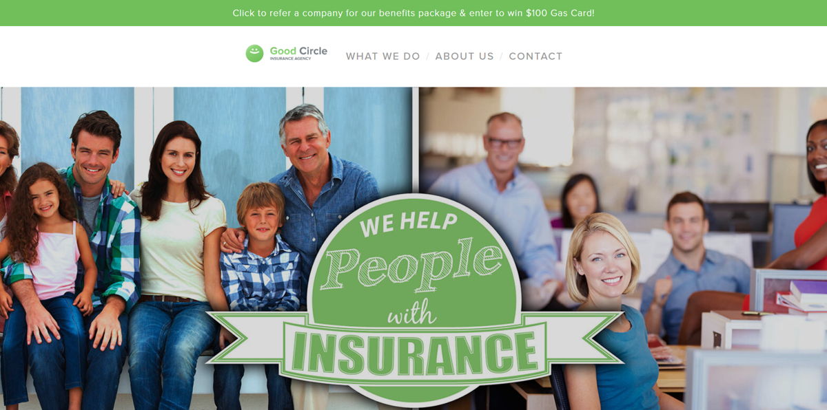 Screenshot of Good Circle Insurance Agency, from the insurance agent websites collection.