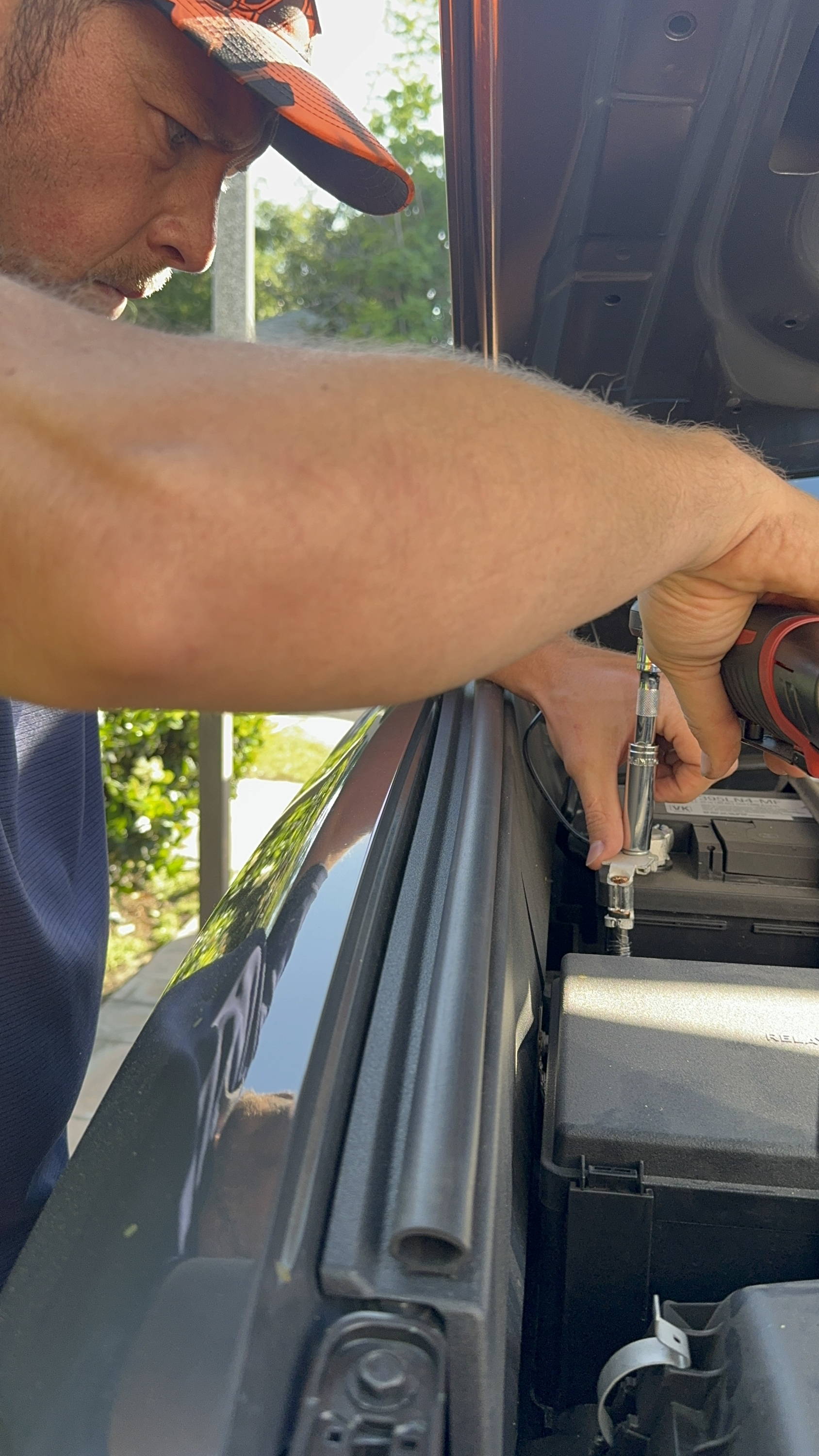 mike owner of m&R automotive attaches led ditch lights on toyota tacoma