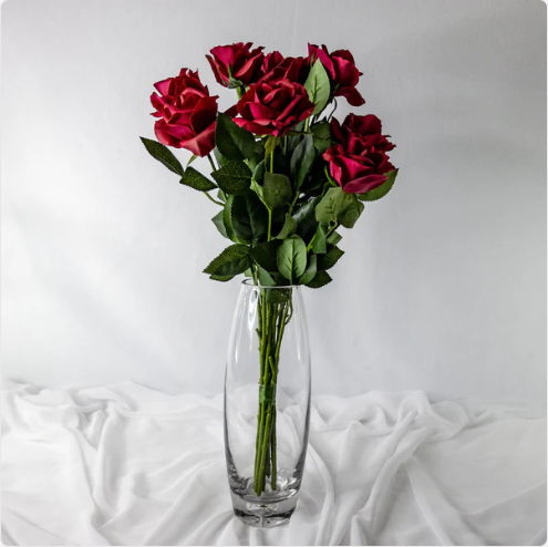 Red Open Bloom Real Touch Rose - Realistic Artificial Flowers