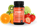 A bottle of our best vitamin c tablets surrounded by fruits