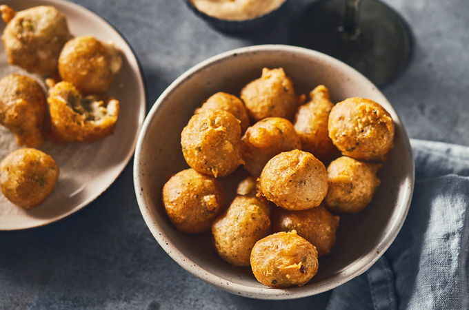 Fried Olives with Spicy Antipasto Mayonnaise