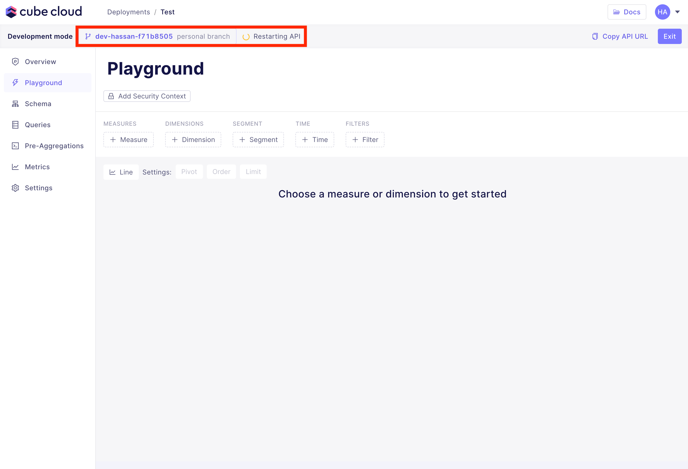 Playground during API restart