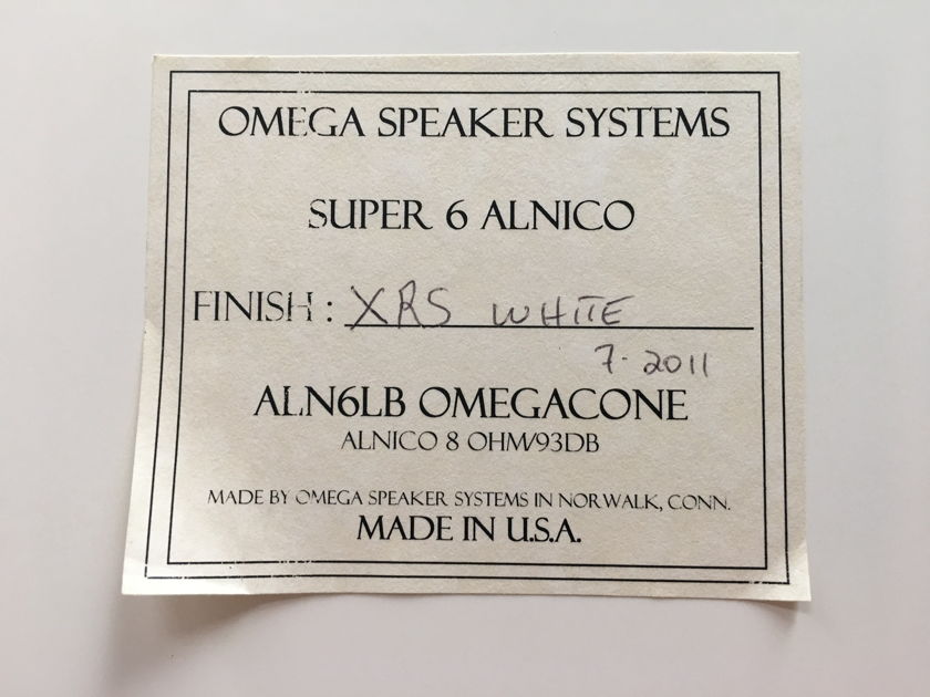 Omega Speaker Systems Super 6 Alnico XRS White Italian Cabinet - one of a kind