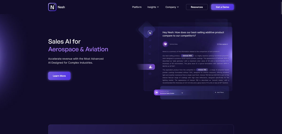 Screenshot of Nesh , from the purple websites collection.