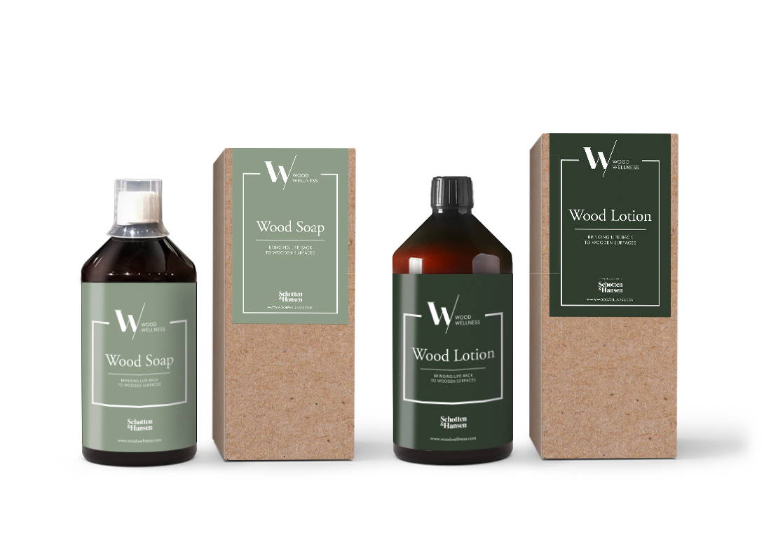 Image of Wood Wellness Wood Soap and Wood Lotion standing side by side