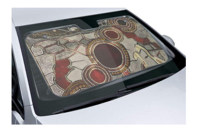 Aboriginal Art Car Sun Shade, UV Protection, Auto Accessory