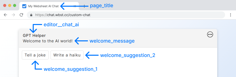 Set up visible texts