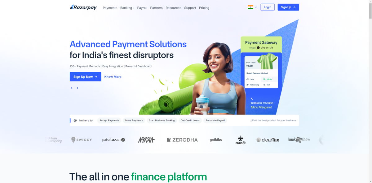 Screenshot of Razorpay , from the  framer websites collection.