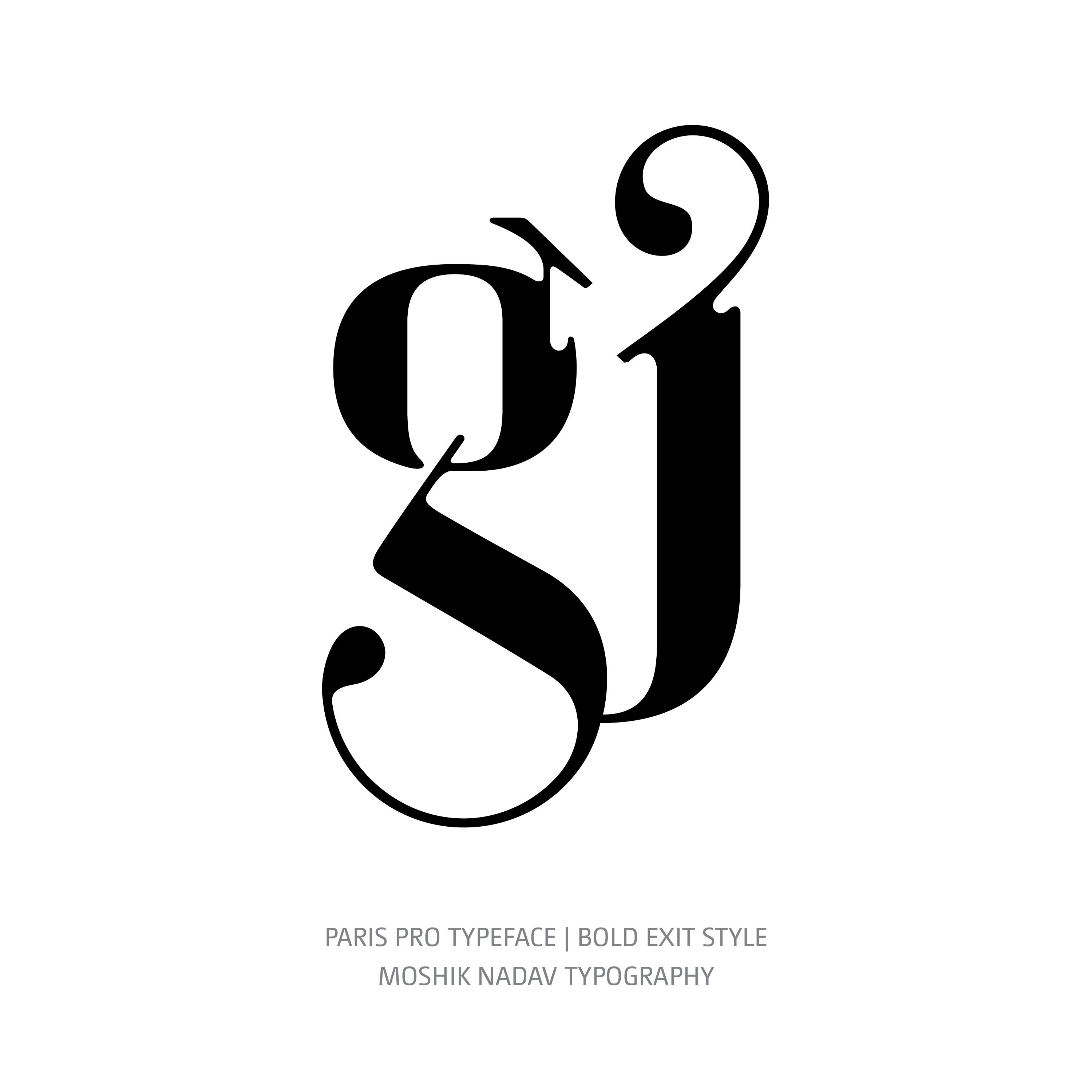 Paris Pro Typeface Bold Exit gj ligature