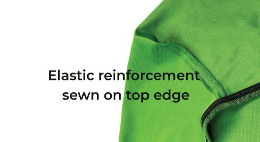 Elastic reinforcement sewn on top edge.
