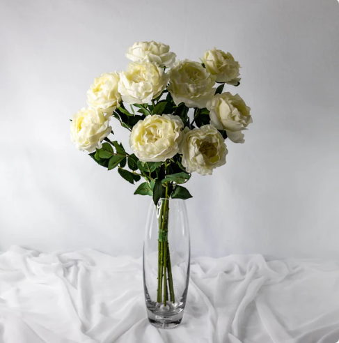 Pale Peach Real Touch Open Bud Roses - Realistic Artificial Flowers - Image 2