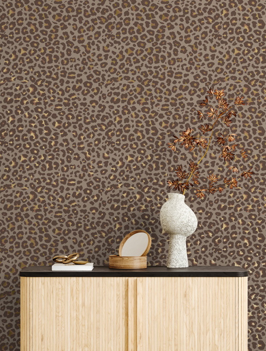 brown & gold gold leopard print wallpaper hero image