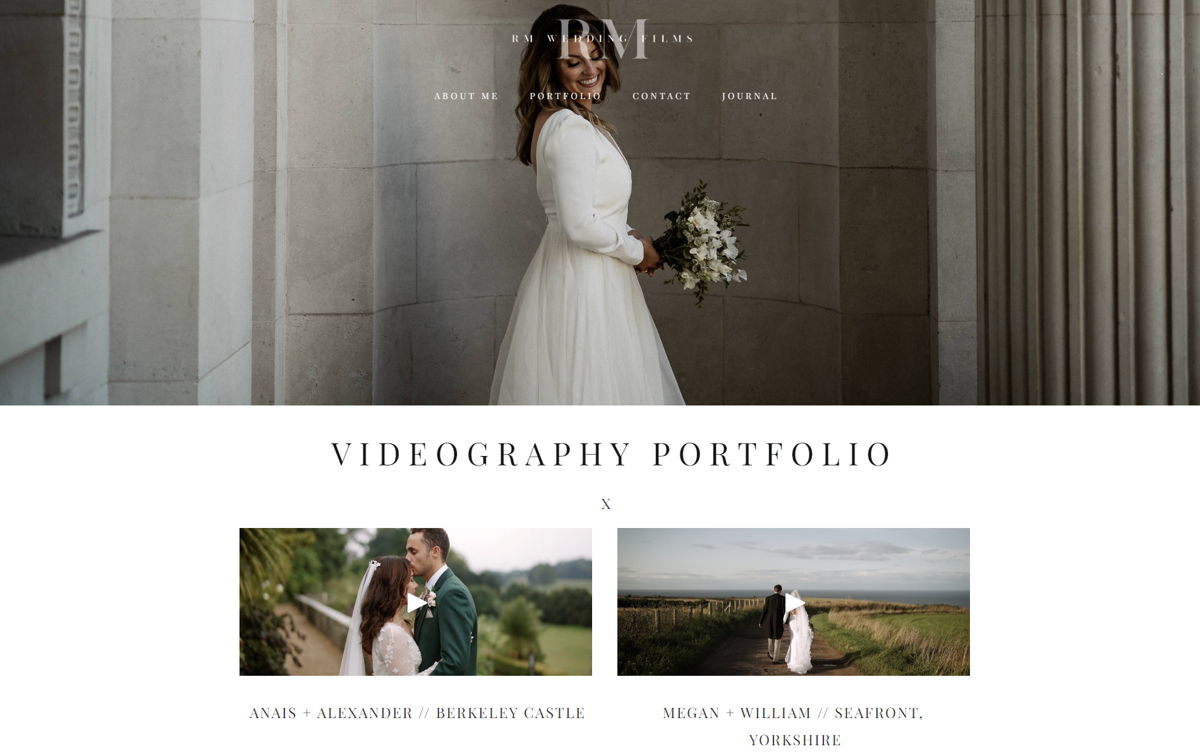 Screenshot of RM Wedding Films, from the videography websites collection.