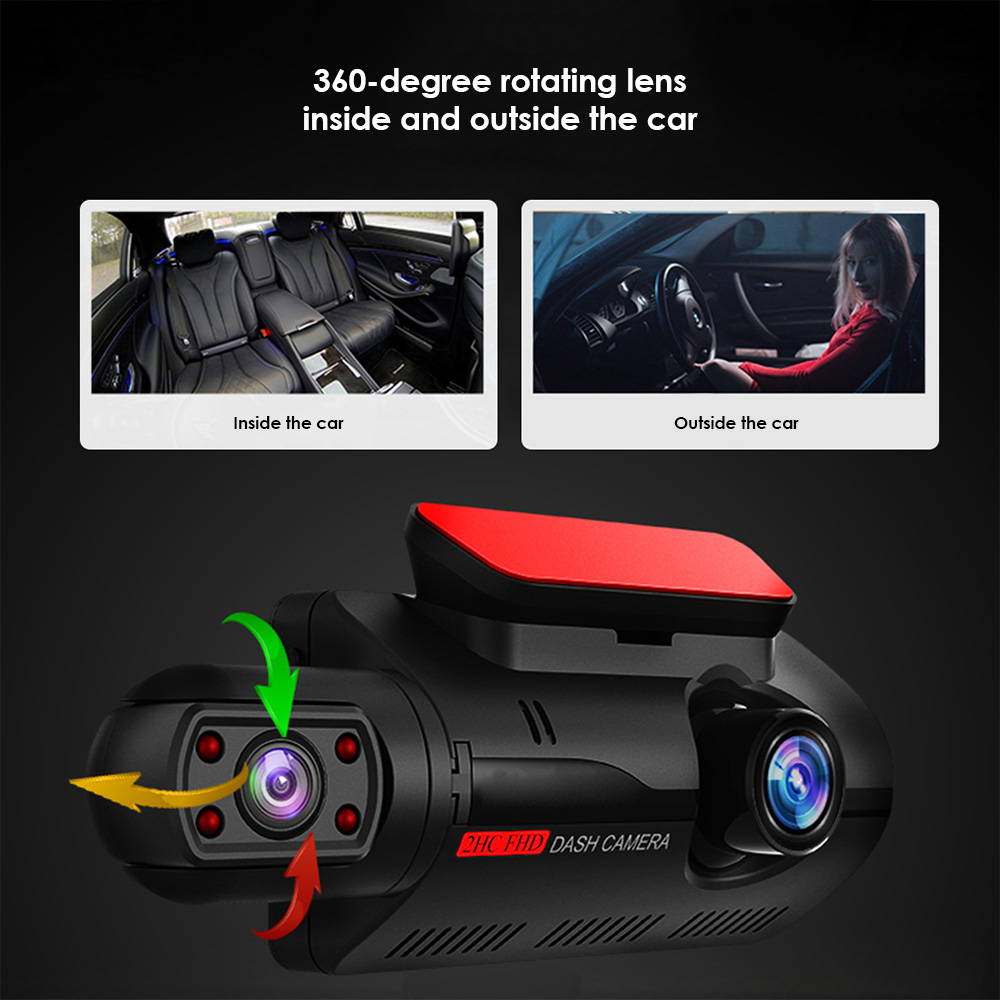 Dashcam de voiture avec objectif rotatif