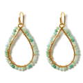 large lime green agate teardrop earrings with gold wires