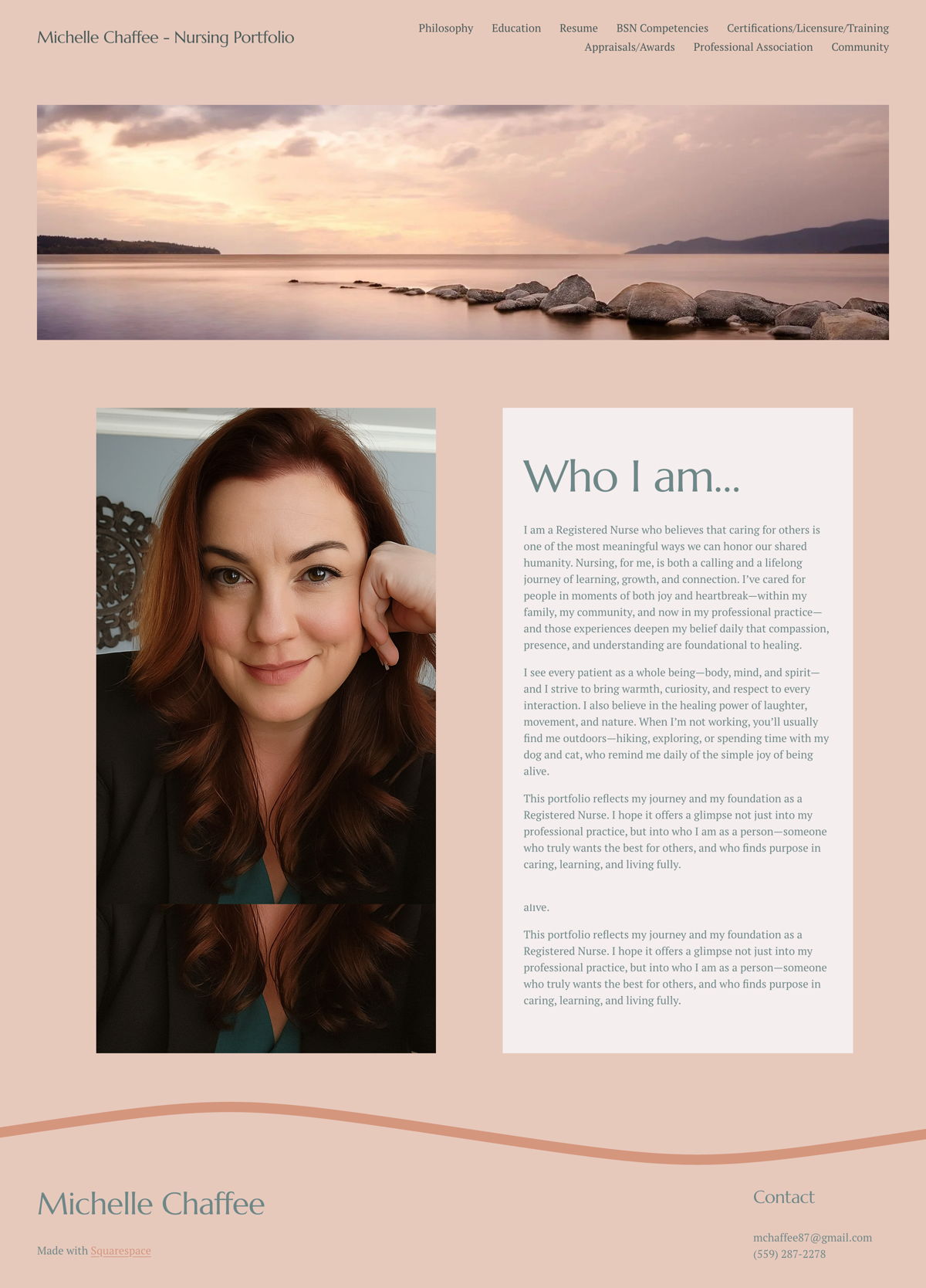 Screenshot of Michelle Chaffee, from the nursing portfolios collection.