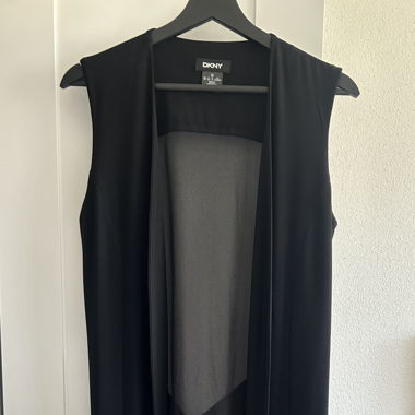 DKNY Sheer Black Long Waist Coat 