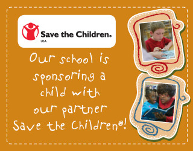 Poster describing the partnership between Save the children foundation and Primrose school of Conroe