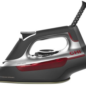 CHI Steam Iron for Clothes with 300+ Holes for Powerful Steaming, Temperature Guide Dial, 1700 Watts, XL 10’ Cord, 3-Way Auto Shutoff, Titanium Infused Ceramic Soleplate, Silver (13101)
