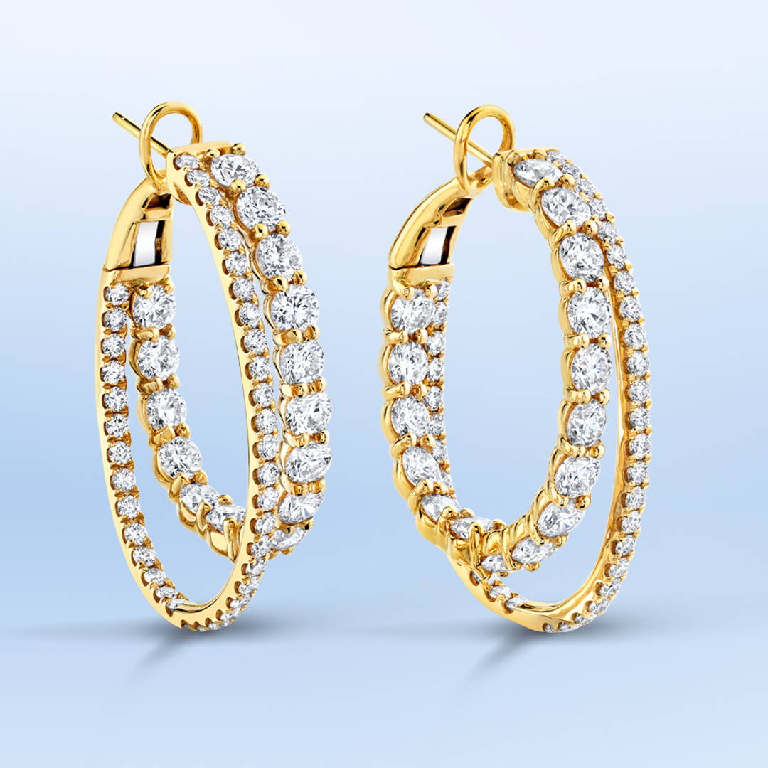 Yellow Gold Diamond Hoop Earrings