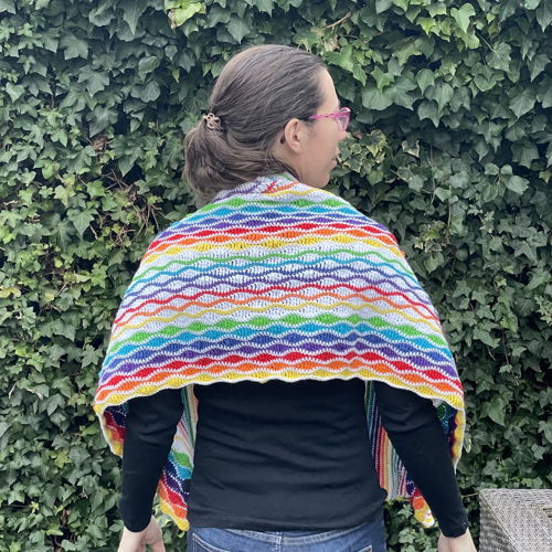 Crocheted scarf Rainbow wave