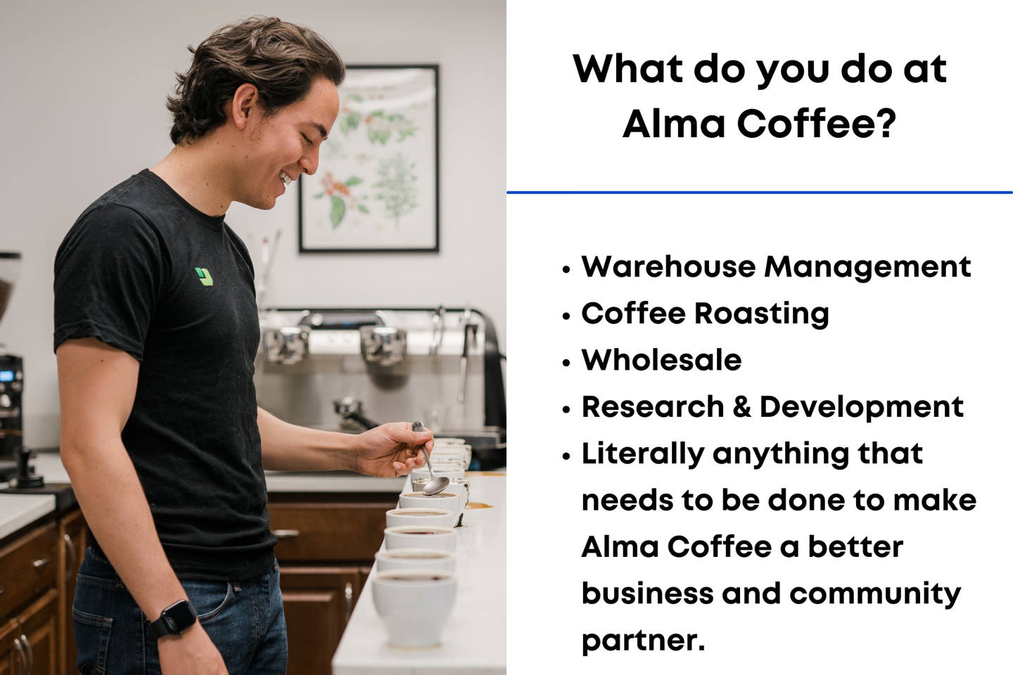 Man tasting coffee.